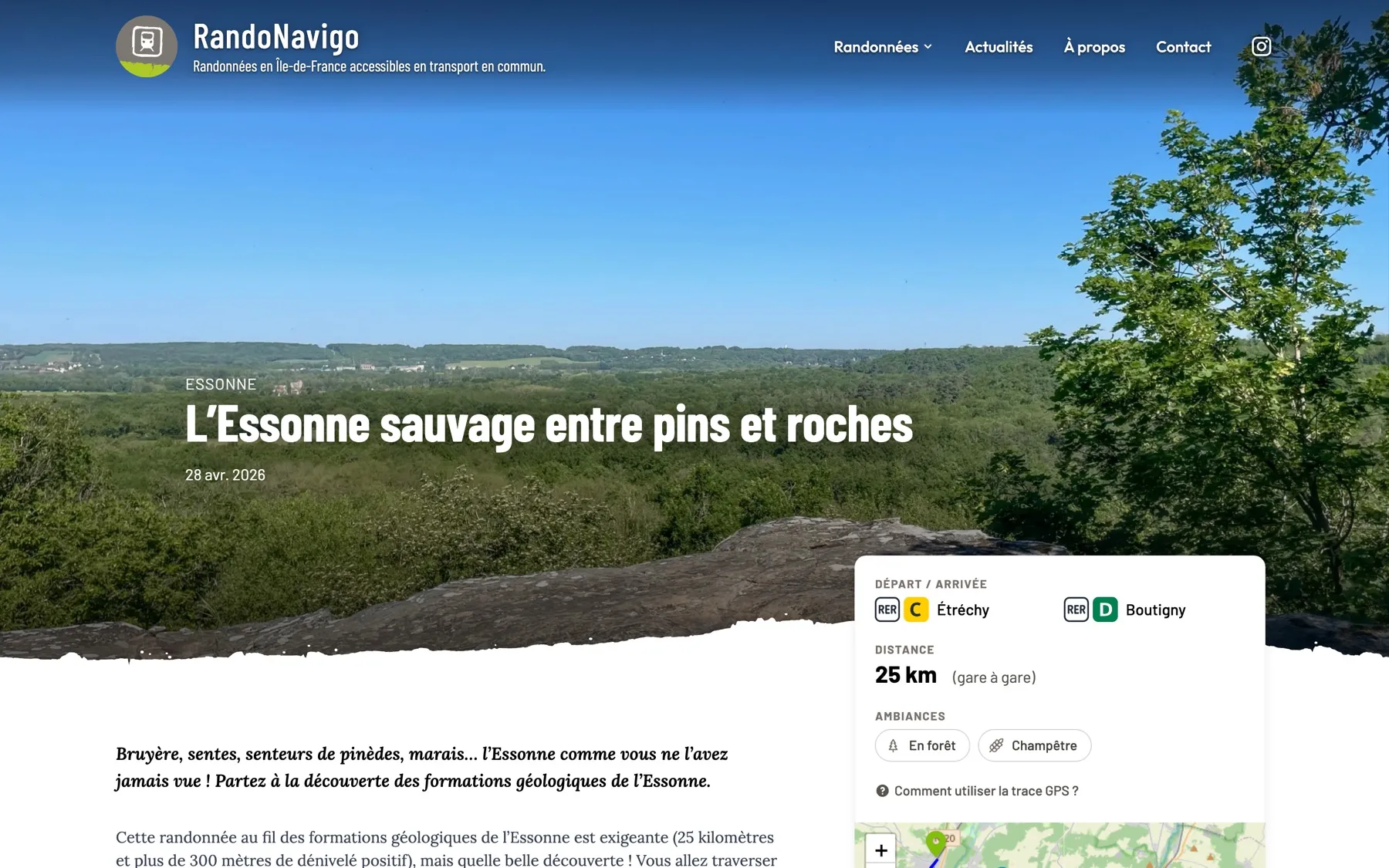 Fiche d’une randonnée : gares de départ et d’arrivée, distance, ambiances et carte
